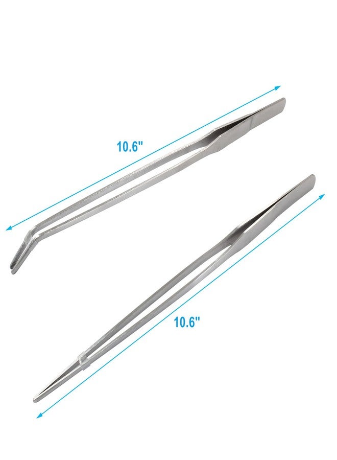 Coufce 2PCS Stainless Steel Reptile Feeding Tongs, Long Tweezers Aquarium Terrarium Feeder Tools for Reptiles, Lizards, Snakes (Straight and Curved) - Image 3